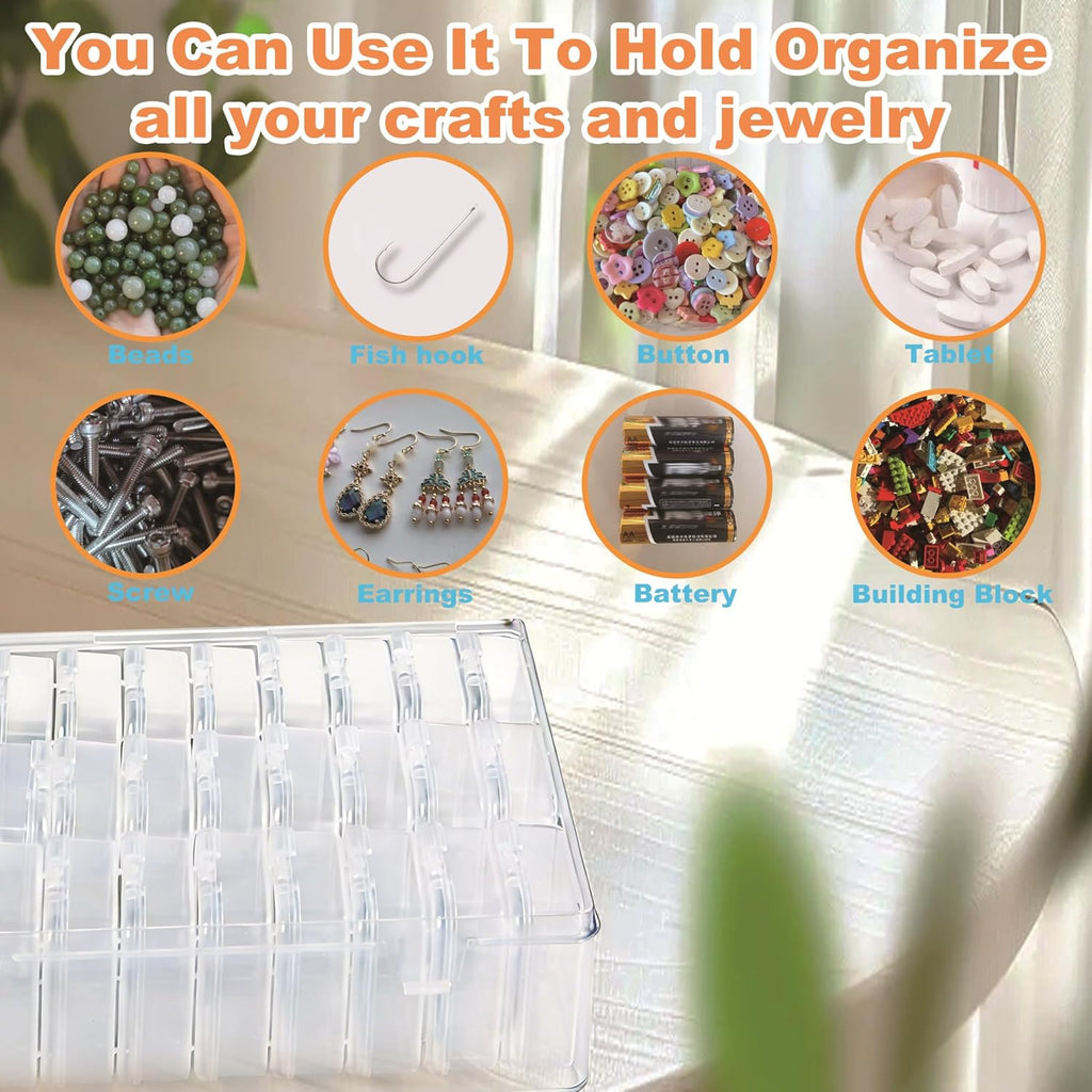 Bead Organizer Box 8-Piece Small Beads Storage Cases and Plastic Container with Hinged Lids Containers for Jewelry Making, Bracelet Crafts and DIY Projects