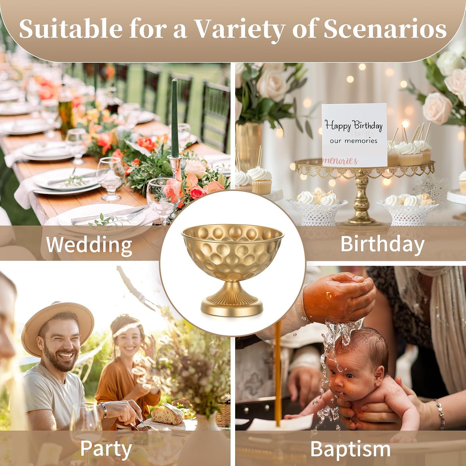 Sziqiqi Gold Metal Vases for Centrepiece: 6.1in 10Pcs Bulk Bowl Compote Vase for Wedding Flower Decorations - Flower Arrangements Table Vase Plant for Weddings Party Anniversary
