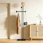 JIAYUEJU Heavy Duty Coat Rack Freestanding, Metal Coat Rack Stand with Marble Base, Corner Coat Tree for Entryway, Hallway, Bedroom, Office, Hotel (Black)