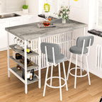 Kitchen Island with Storage Small Dining Table for 2, Kitchen Table Chairs Set of 2 Dining Room Set for Small Space (Grey)