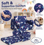 MOMCAYWEX Kids Sofa, 2-in-1 Flip-Out Foam Couch, Foldable Soft Play Lounge Chair, Light Purple