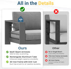 Wisteria Lane Metal Patio Furniture Sofa, All-Weather Outdoor Armchairs Set of 2 with Upgraded Cushions, Weather-Resistant Heavy Duty Modern Outdoor Chairs for Garden, Balcony, Backyard, Dark Grey