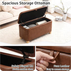 Homebeez 40 inch Storage Ottoman Bench, Faux Leather Upholstered Foot Rest Stool for Bedroom, End of Bed Bench for Living Room, Entryway (Vintage Brown)