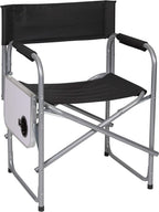 Stansport Directors Chair with Side Table, One Size, Black
