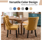Modern Dining Chairs Set of 4, Tufted Upholstered Dining Chair with Solid Wood Legs, Yellow Velvet Accent Chair, Sillas de Comedor, 4 Dining Chairs (Gold, Velvet, 4Pcs)