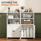 Small Bathroom Storage Cabinet, Freestanding Bathroom Cabinet and Organizer with Shelves, Small Cabinet with Doors for Bathroom, Laundry Room, 7.9" D x 14.6" W x 31" H, White