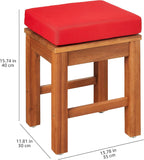 Amazon Aware FSC Certified (FSC N004130) Outdoor Patio Stools with Cushions, Acacia Wood, Set of 2, Natural Finish