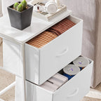Elevon Nightstand Set of 2 with 2 Storage Drawers, Small Bed Side Furniture End Table, Bedside Table Wooden Top Fabric Cabinet Mini Dresser for Bedroom, Closet, Entryway, College Dorm