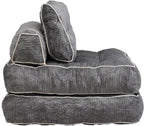 Convertible Foldable Sofa Bed with Pillow & Back Support, Portable Fold Out Floor Lounge for Living Room Bedroom, Dark Grey