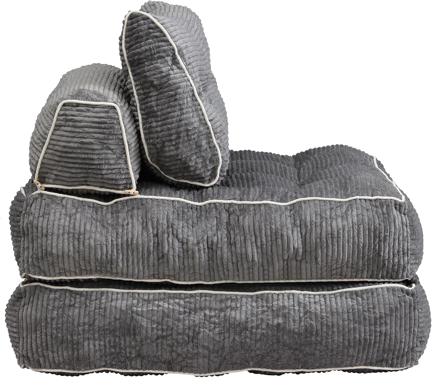 Convertible Foldable Sofa Bed with Pillow & Back Support, Portable Fold Out Floor Lounge for Living Room Bedroom, Dark Grey