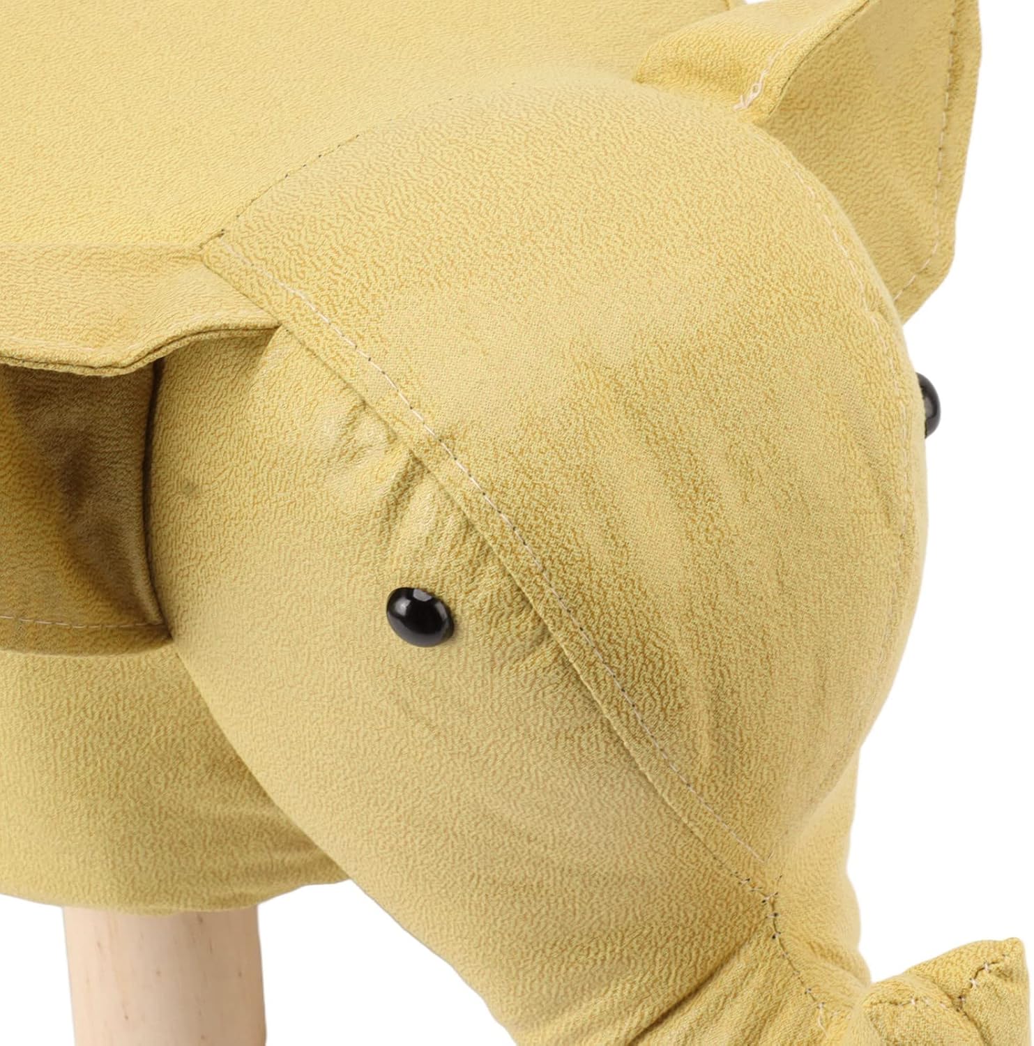 SUNGOOYUE Animal Footstools, Cute Elephant Stool with Soft Sponge and Anti Slip Patches, Sturdy Pine Wood Frame, for Nursery Bedroom Living Room Decor (Yellow)