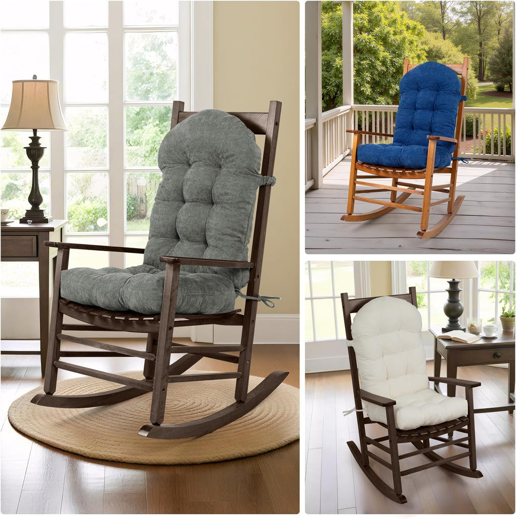 Rocking Chair Cushions Set - Non-Slip Adirondack Chair Cushions with Ties Indoor/Outdoor Rocking Chair Pad for Living Room, Bedroom, Balcony, Office