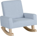 Costzon Kids Sofa, Toddler Rocking Chair with Solid Wood Frame, Linen Fabric, Anti-Tipping Design, Children Furniture Armchair for Kids Room, Nursery, Playroom, Preschool, Gift for Boys Girls (Blue)