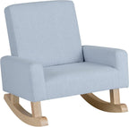 Costzon Kids Sofa, Toddler Rocking Chair with Solid Wood Frame, Linen Fabric, Anti-Tipping Design, Children Furniture Armchair for Kids Room, Nursery, Playroom, Preschool, Gift for Boys Girls (Blue)