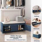 HOMEFORT 41.3" Shoe Bench with Lift Top Storage, Entryway Bench with Cushioned Seat, Wooden End of Bed Bench, Shoe Cabinet Bench with Hidden Storage Space, for Bedroom, Hallway,Blue