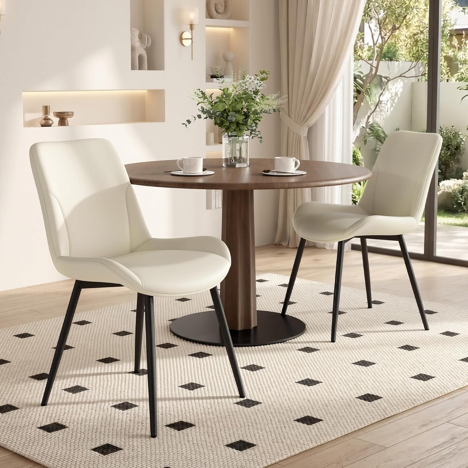 Miereirl Dining Chairs Set of 8, Modern Upholstered Dining Chairs, Kitchen Chairs with Cushioned Seat and Back, Armless Side Chairs with Metal Legs for Dining Room Kitchen