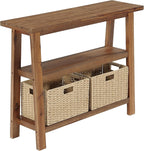 LITTLE TREE Solid Wood Console Table with Storage for Entryway, 41.34-Inch Small Farmhouse Sofa Table with 2-Tier Shelf for Living Room, Hallway, Entrance, Rustic Brown