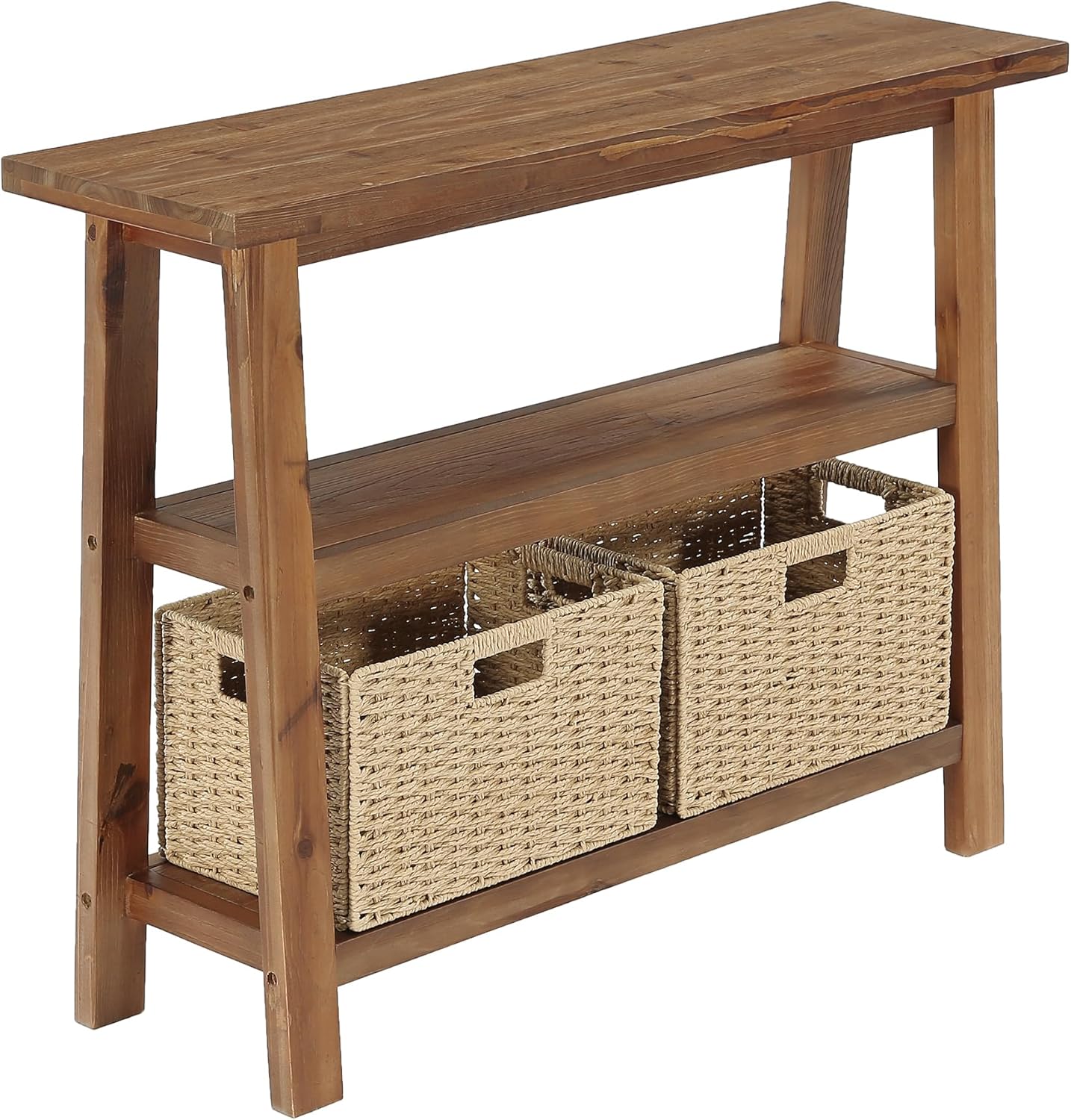 LITTLE TREE Solid Wood Console Table with Storage for Entryway, 41.34-Inch Small Farmhouse Sofa Table with 2-Tier Shelf for Living Room, Hallway, Entrance, Rustic Brown