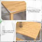 Solid Wood Dining Table Set for 4, 43.3" Dining Table with Chairs Set, Kitchen Dining Table Set with Woven Rattan Backs, Farmhouse Solid Wood Table and Chairs, Natural