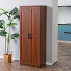 63" 2-Door Kitchen Pantry, Freestanding Storage Cabinet with 5-Tier Shelving and 2 Adjustable Shelves for Dining Room, Brown,15.8 * 23.5 * 63