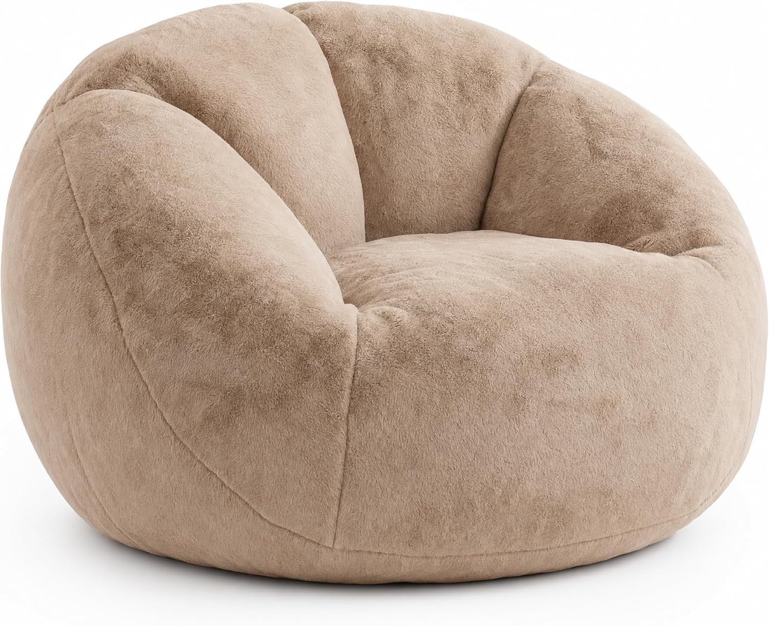 MOJAY Bean Bag Chair for Adults, Floral Shaped Bean Bags, Deep Sink-in Breathable Memory Foam Teen Bean Bag Chair, Easy to Clean Faux Fur Bean Bag Sofa, Comfy Chair for Living Room & Dorm (Camel)