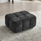 35" Boneless Ottoman, Chenille Modular Sectional Cloud Couch Ottoman, Comfy Upholstered Footrest for Living Room, Bedroom, Apartment, Dark Gray