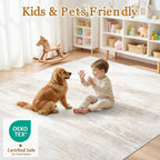 Tosuoka 6x9 Area Rugs for Living Room Bedroom, Beige Rug Washable Abstract Soft Modern Rugs Neutral Rug Non-Slip Low Pile Indoor Carpet for Nursery Dining Room Home Office