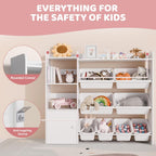 Xilingol Kids Toy Storage Organizer, 4-Tier Toy Organizers W/8 Removable Storage Bins, Kid Bookshelf and Toy Storage for Study Room, Bedroom, Kids Room, Classroom, Nursery
