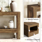 LITTLE TREE 63-Inch Entryway Console Table, Long Farmhouse Narrow Sofa Table for Living Room, Hallway, Entry, Entrance, Foyer, Behind Couch with 2-Tier Shelves, Rustic Brown