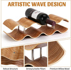 Table Wine Rack Countertop Freestanding Wine Racks & Cabinet 2 Tier 7 Bottles Wave Willow Wood Champagne Rack
