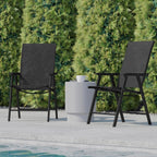 Flash Furniture Paladin Black Outdoor Folding Patio Sling Chair with Black Frame (2 Pack)