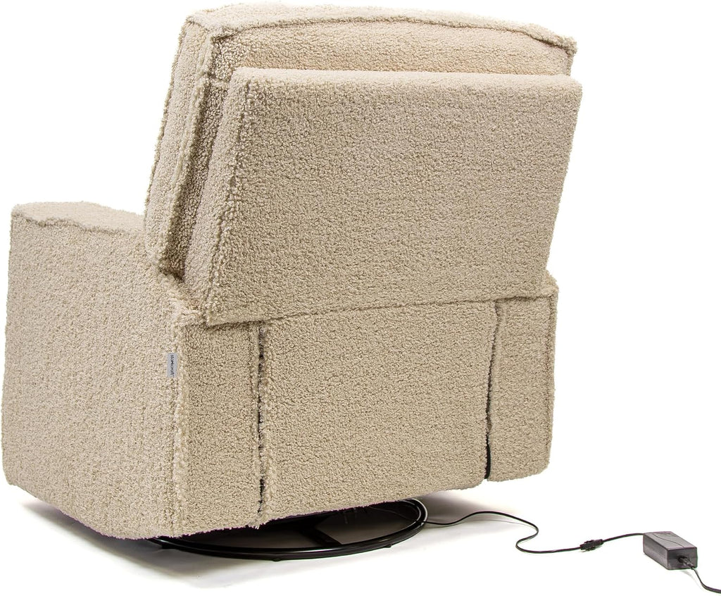 Storkcraft Texas Nursery Power Recliner Swivel Glider – Oeko-TEX 100 Certified, Nursery Rocking Chair with Push-Button Electronic Recline Function, USB-A and USB-C Charging Ports (Vanilla Sherpa)
