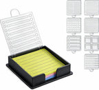 BESARME Sticky Note Holder 3x3 Sticky Note Stencil with 7 Template, Sticky Note Stencil and Holder Note Dispenser for Desk Home Office