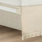 Lush Decor Boho Fringe 15-Inch Tailored Drop Easy Fit Bed Skirt King Size Single 78" W x 80" L +15" Neutral - King Bed Skirt - Wrap Around Bed Skirt
