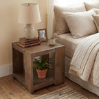 2-Tier Side Table for Living Room Set of 2, Rectangular End Table with Open Storage, Farmhouse Accent Bedside Table for Bedroom, Brown