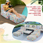Gemscream Outdoor Inflatable Bean Bag Chair and Ottoman, Portable Inflatable Bean Bag and Ottoman with Handle for Patio Garden Home Boho Decorative Living Room (Paisley Pattern)