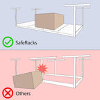 SafeRacks Overhead Garage Storage Rack - Heavy Duty Racks for Garage with 400 lb Capacity, Easy Garage Shelving, Adjustable Storage Rack, Ceiling Mount Storage Shelves 3x6 White (24"-45")