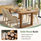 63-Inch Solid Wood Dining Table for 6, Farmhouse Kitchen Table with Heavy Duty Legs, Rectangular Wood Desk for Dining Room, Living Room, Rustic Brown