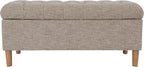 Homepop Home Decor | Tufted Ainsley Button Storage Ottoman Bench with Hinged Lid | Ottoman Bench with Storage for Living Room & Bedroom,Midtone Gray