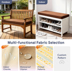 Custom Bench Cushion for Indoor/Outdoor Furniture Waterproof Non-Slip Window Seat Cushions with Ties Removable Washable Outdoor Bench Cushions for Swing Sofa Bay Window Cushion