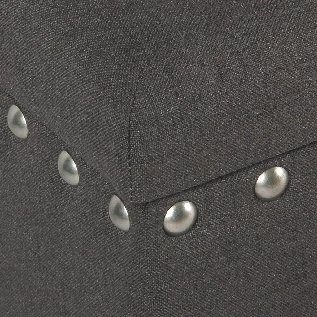 HomePop Upholstered Storage Bench with Nailhead Trim – Charcoal
