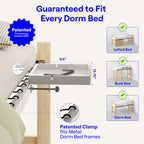 BedShelfie Wood Bedside Shelf for Dorm Room - White | Bunk Bed & Top Bunk, College Dorm Room Essentials, Loft Nightstand, Floating Bed Side Table Tray, By Smallish