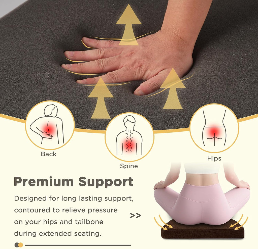 Non-Slip Kitchen Chair Cushions Set of 2 Comfy Chair Pads with Ties High-Resilience Foam Indoor Kitchen Seat Cushions for Dining Room with Machine Washable Cover 17.5 x 17.5 x 2 inch Coffee