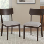 Signature Design by Ashley Favelon Dining Side Chairs, Set of 2, Mid-Century Modern Upholstered Wood, Curved Backrest, Cushioned Seat, Merlot Finish & Beige Fabric