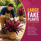 Artificial Tropical Plant UV Resistant Large Faux Plants Outdoor Fake Boston Ferns Potted Plants Realistic Agave Plastic Hostas Greenery Patio Outside Shrubs Flower Grass Front Porch Decor (2 PCS)
