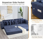 Modular Sectional Sofa Couch, 110.75" Convertible Sleeper Sofa Bed with Movable Ottoman & Cup Holder for Living Room | L Shaped Couch | Pull Out Couch Bed | Plush Corduroy Fabric, Blue