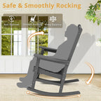 LUE BONA Outdoor Rocking Chair, HDPS Poly Rocking Chairs, All Weather Resistant Plastic Outdoor Indoor Porch Rocker, Heavy Duty Rocking Chair for Patio, Lawn, Garden, 300LBS, Dark Gray