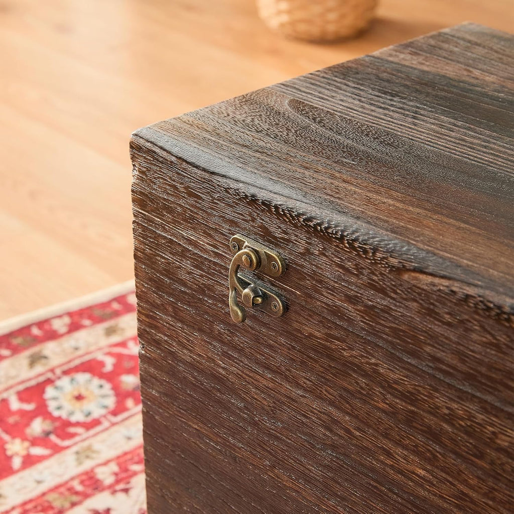 Wooden Storage Chest,Rustic Trunk Box,Storage Box for Living Room, Bedroom, Entryway,Dark Brown (S)