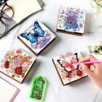 Saillong 4 Pcs Butterfly Diamond Painting Note Box Kit Flower Sticky Note Holders DIY Diamonds Art Storage Box with 160 Sticky Notes Painting Memo Pad for Office Supplies Desk Gifts