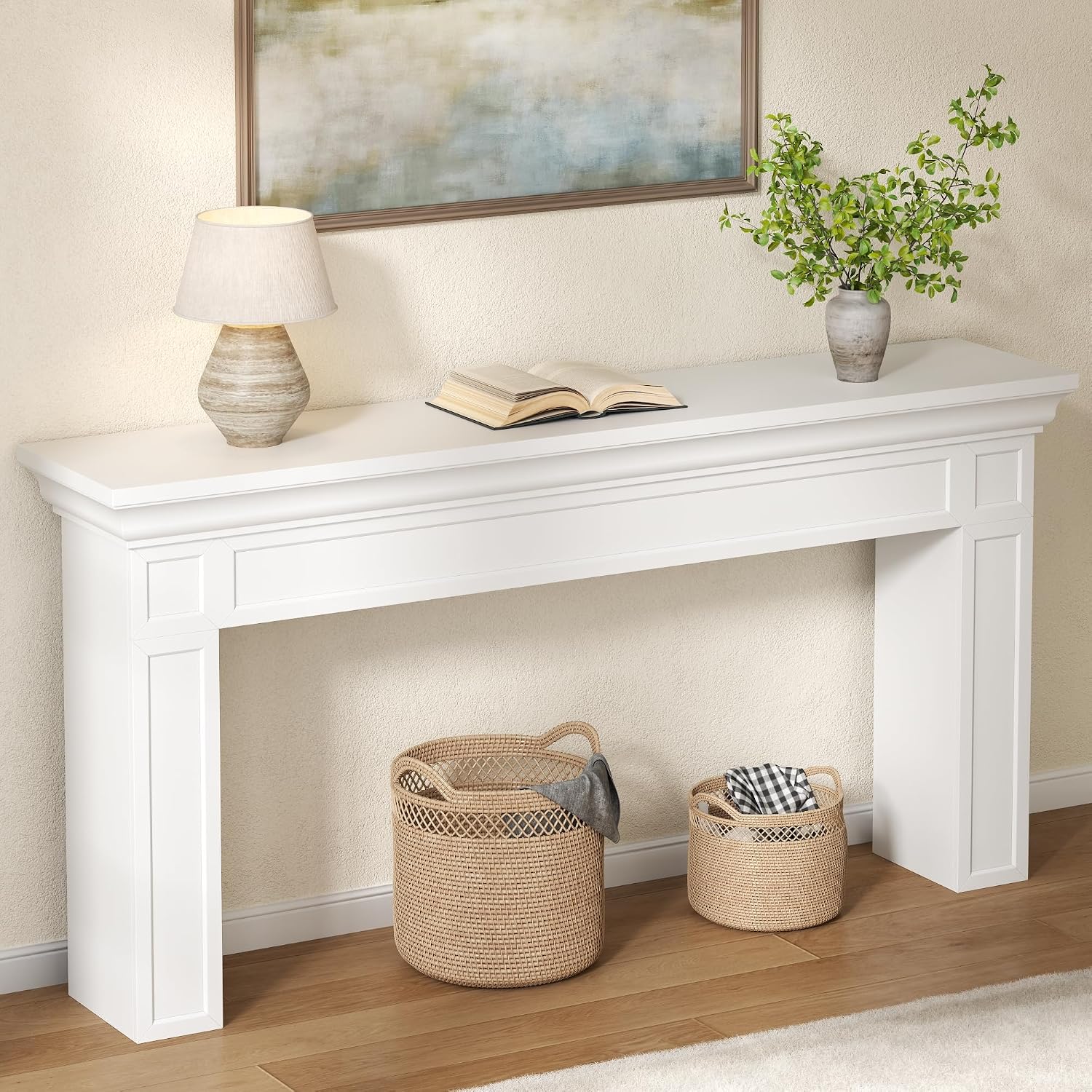Loomie 63" Long Console Tables for Entryway, Modern Rectangular Sofa Table Behind the Couch, Narrow Long Entry Accent Table for Living Room, Entrance, Hallway, Foyer (White)